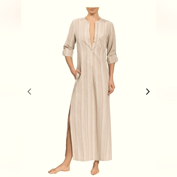 Tracy Stripe Coverup Linen Kaftan NWT - Picture 1 of 7